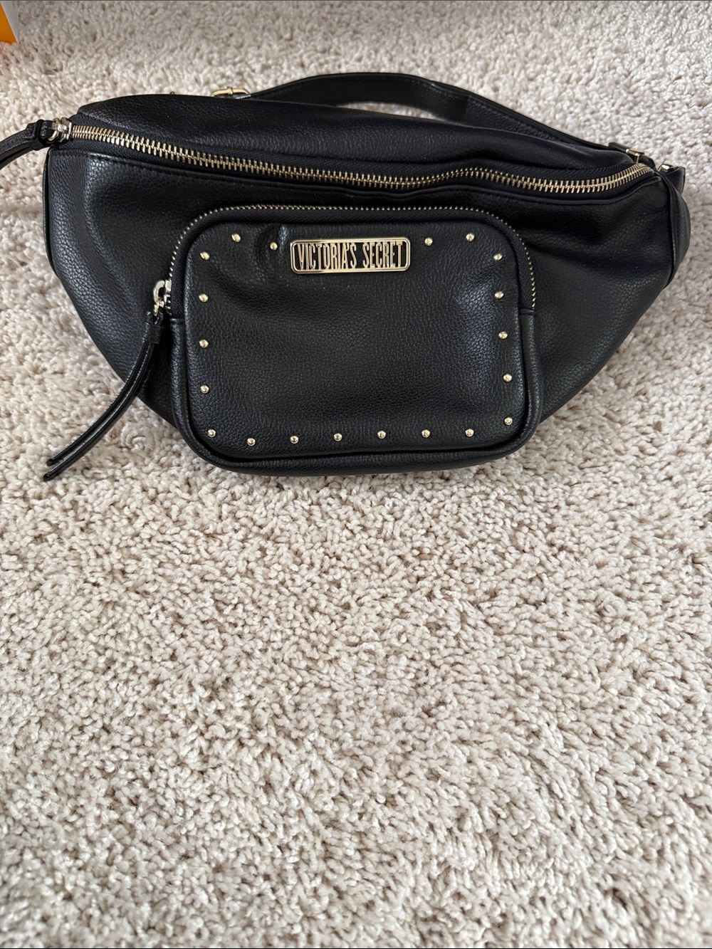 *Brand New * Victoria's Secret Black Studded Crossbody Belt Bag